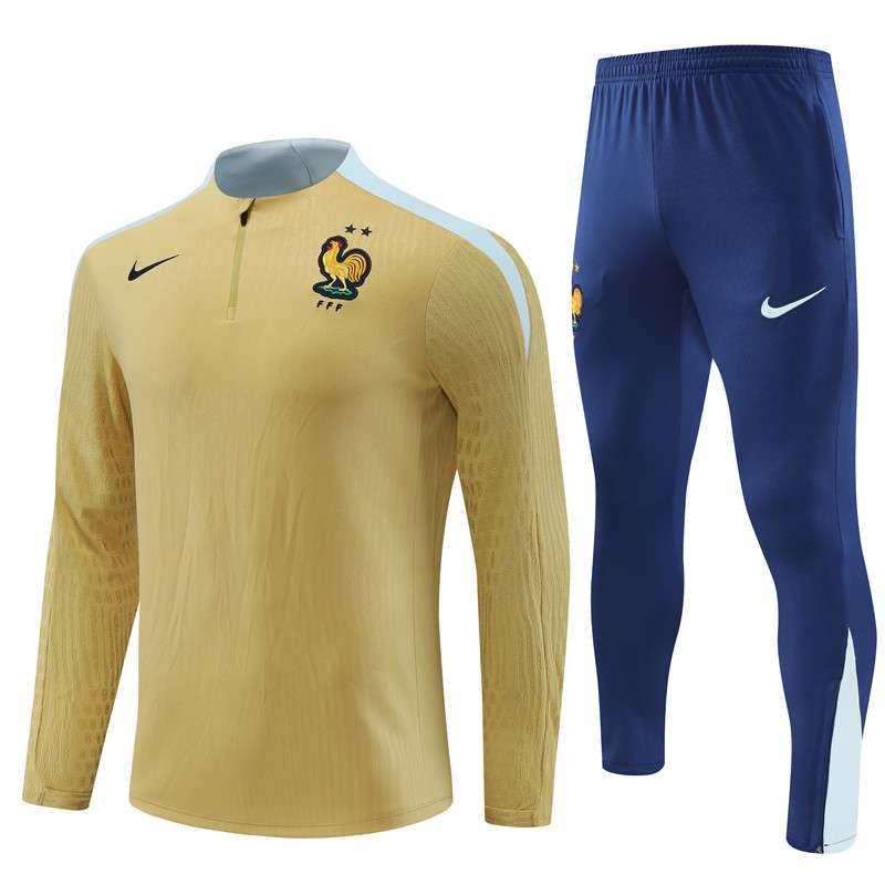 2425 France training suit half zipper yellow S-XXL — foto 1