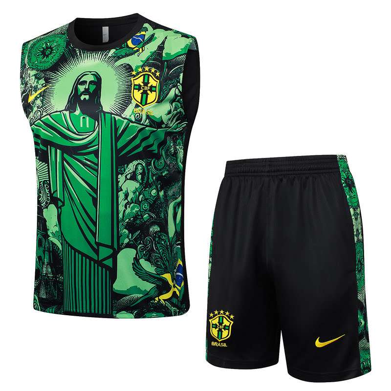 D1229 2425 Brazil green vest training suit S-XXL — foto 1