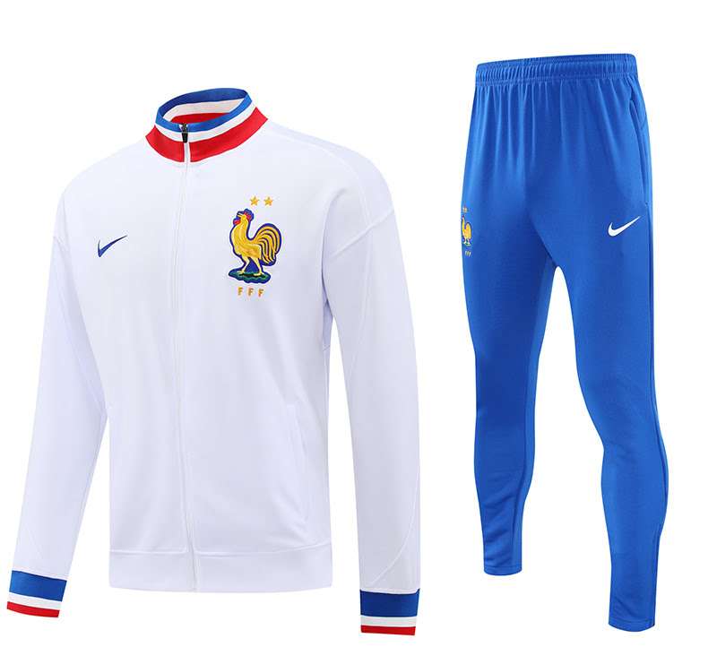 2425 France training suit long zipper white S-XXL — foto 1