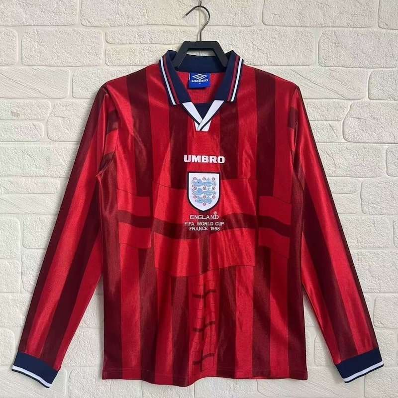 1998 Retro England long sleeve away S-XXL — foto 1