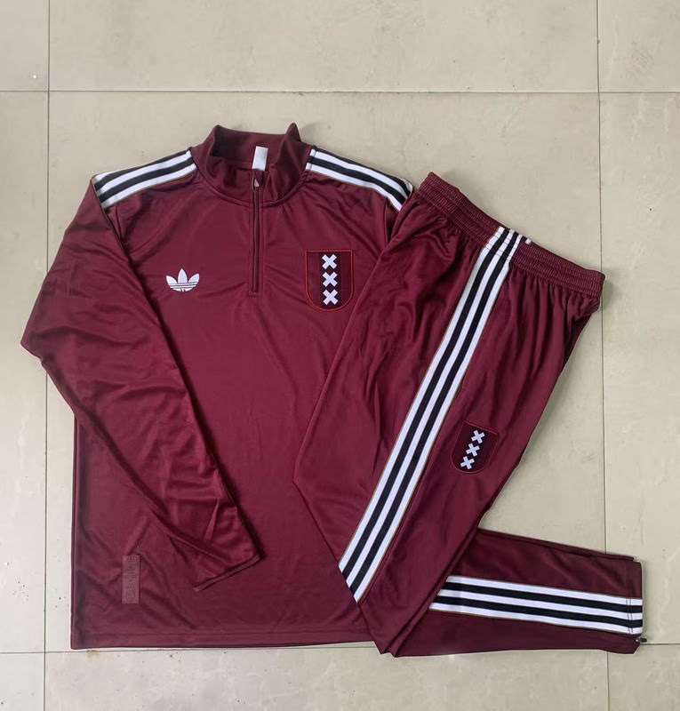 B2540 2526 Ajax half zipper deep red training suit Size S-XXL — foto 3