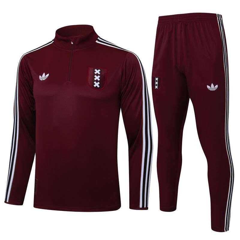 B2540 2526 Ajax half zipper deep red training suit Size S-XXL — foto 1