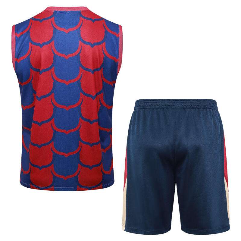 D1098#2425 Barcelona red and blue inkjet vest suit S-2XL — foto 2
