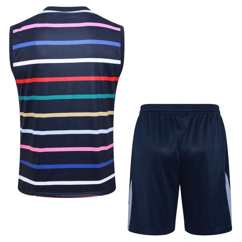 D1097#2425 French blue striped vest suit S-2XL — foto 2