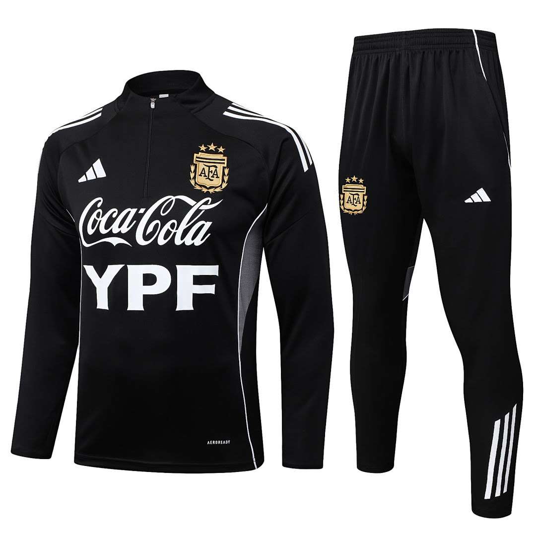 B2572# 2526 Argentina Black Half-Zip Suit S-2XL — foto 1