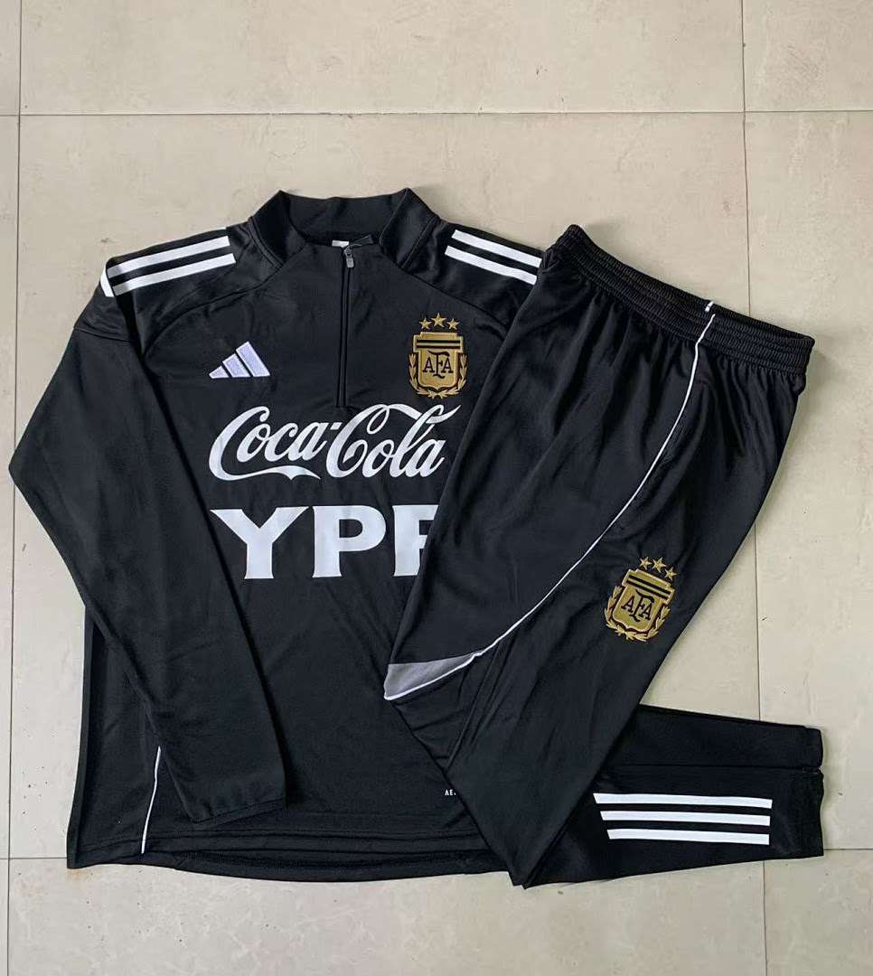 B2572# 2526 Argentina Black Half-Zip Suit S-2XL — foto 3