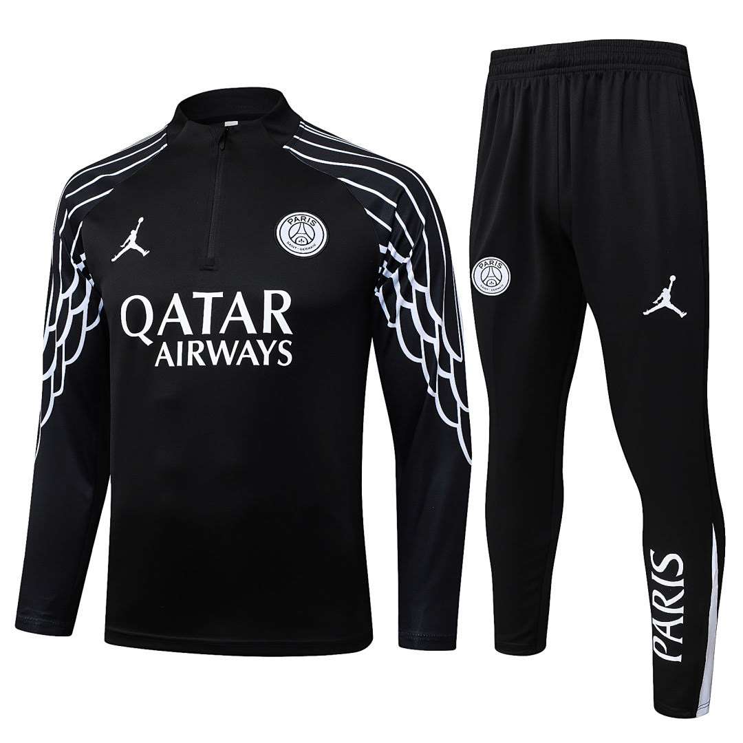 B2573# 2526 Jordan Paris Black Inkjet Half-Zip Suit S-2XL — foto 1