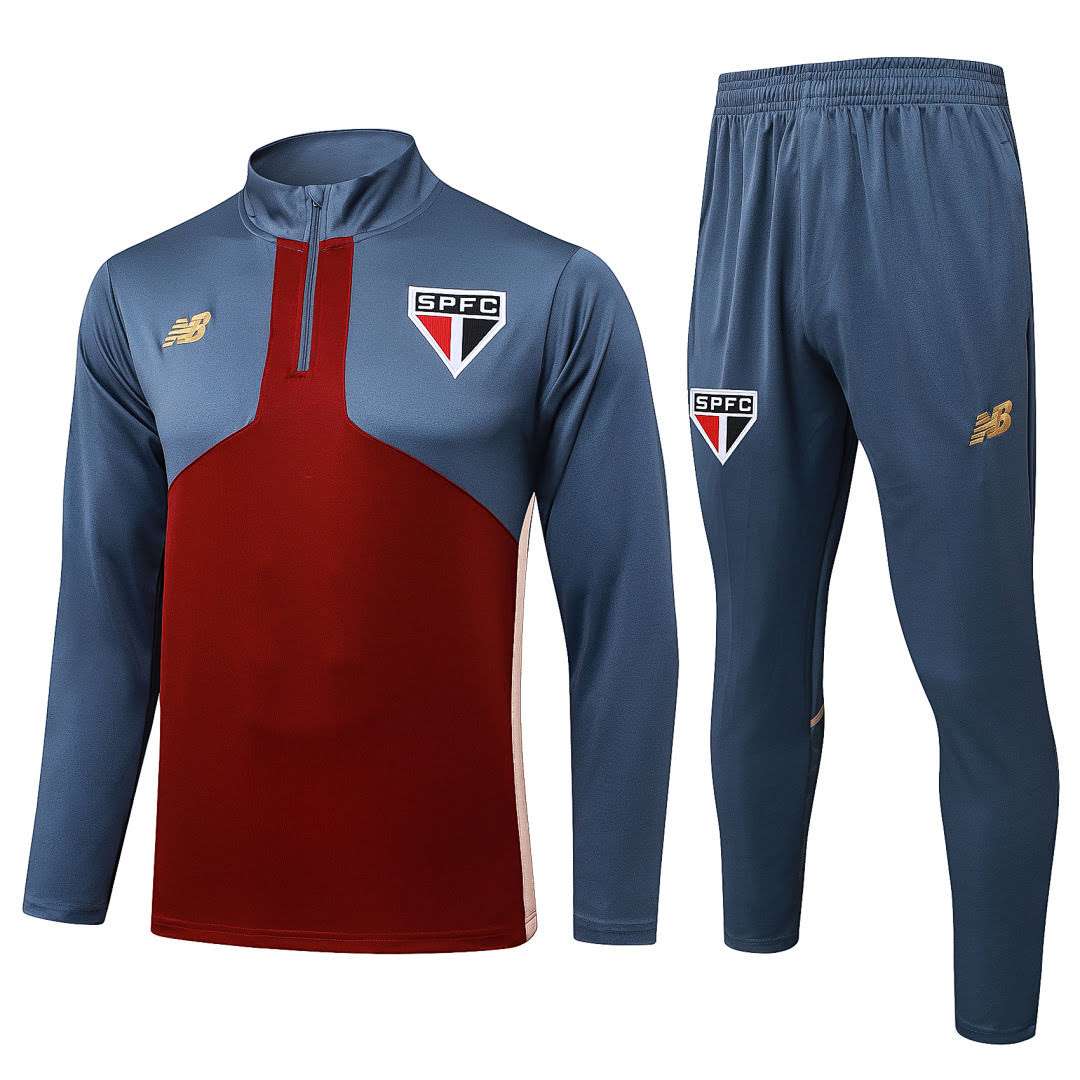 B2575# 2526 São PauloMaroon Half-Zip Suit S-2XL — foto 1
