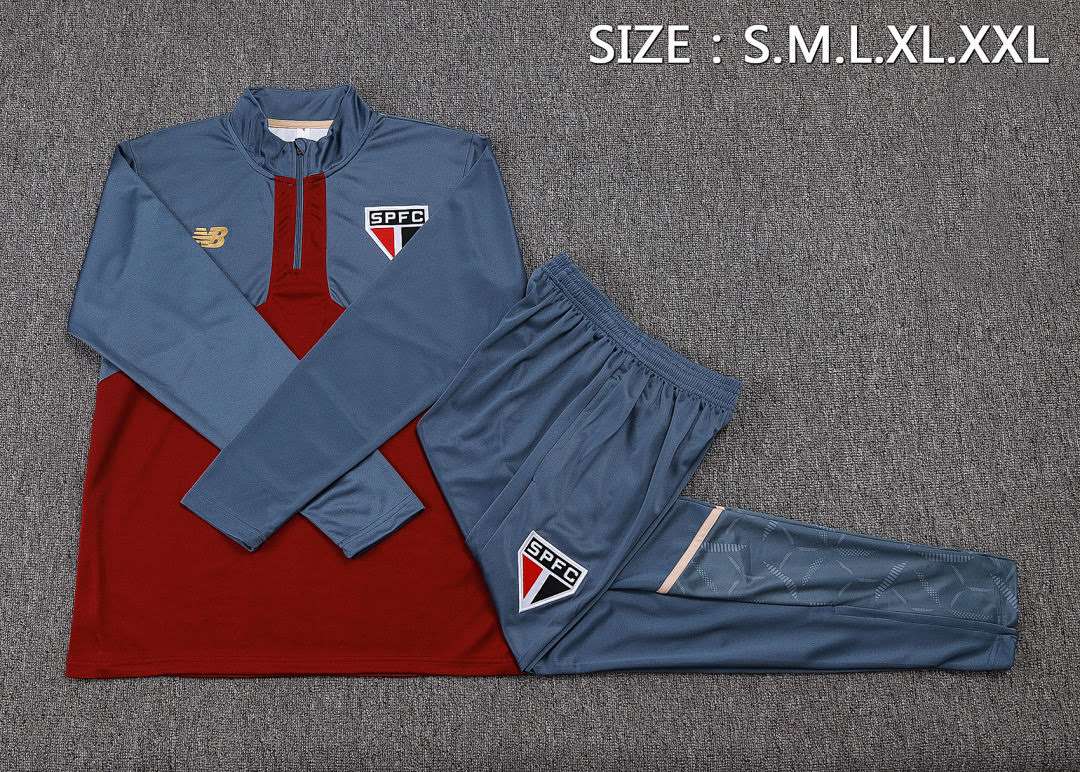 B2575# 2526 São PauloMaroon Half-Zip Suit S-2XL — foto 3