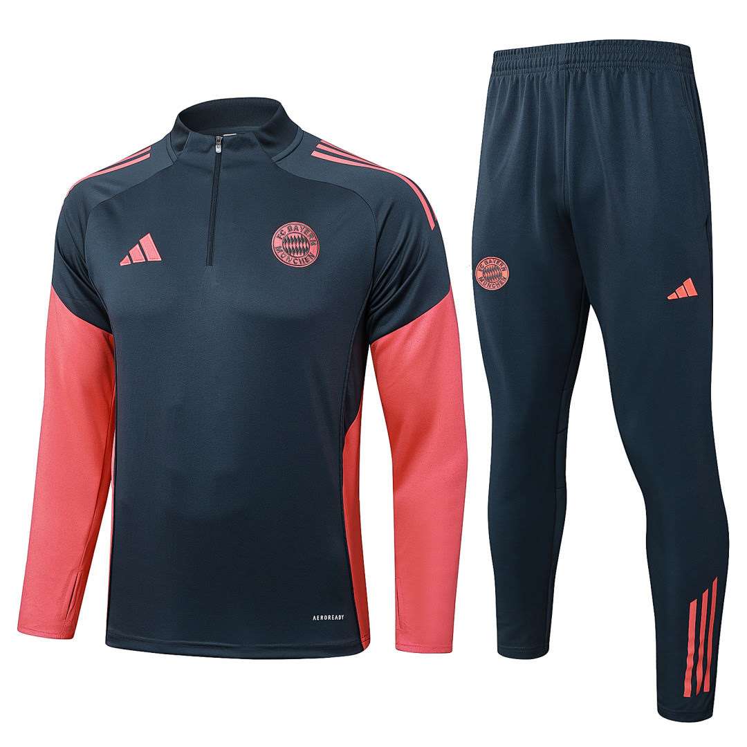 B2590# 2526 Bayern Munich Dark Grey Half-Zip Suit (Red Sleeves) S-2XL — foto 1
