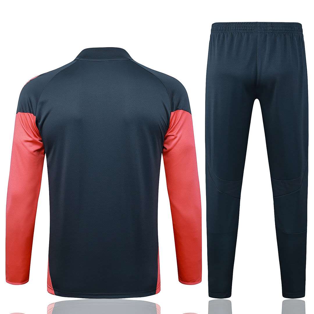 B2590# 2526 Bayern Munich Dark Grey Half-Zip Suit (Red Sleeves) S-2XL — foto 2