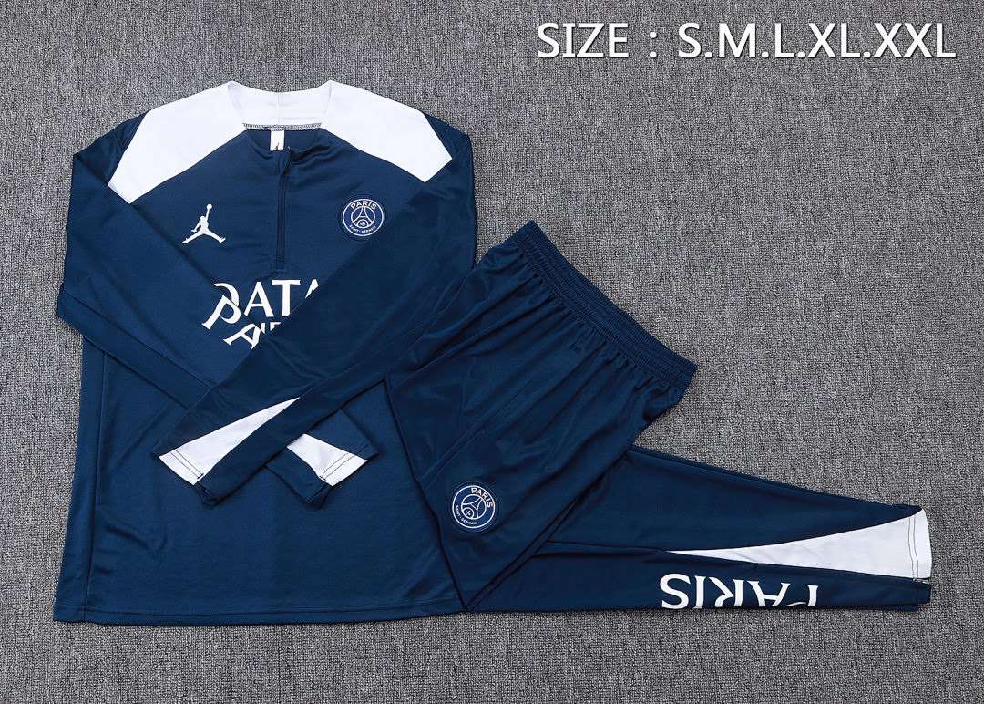 B2597# 2526 Jordan PSG Dark Blue (White Shoulders) Half-Zipper Suit S-2XL — foto 3