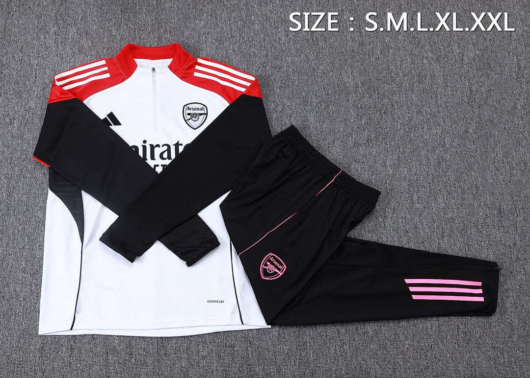 B25115# 2526 Arsenal White Half-Zip Suit S-2XL — foto 3