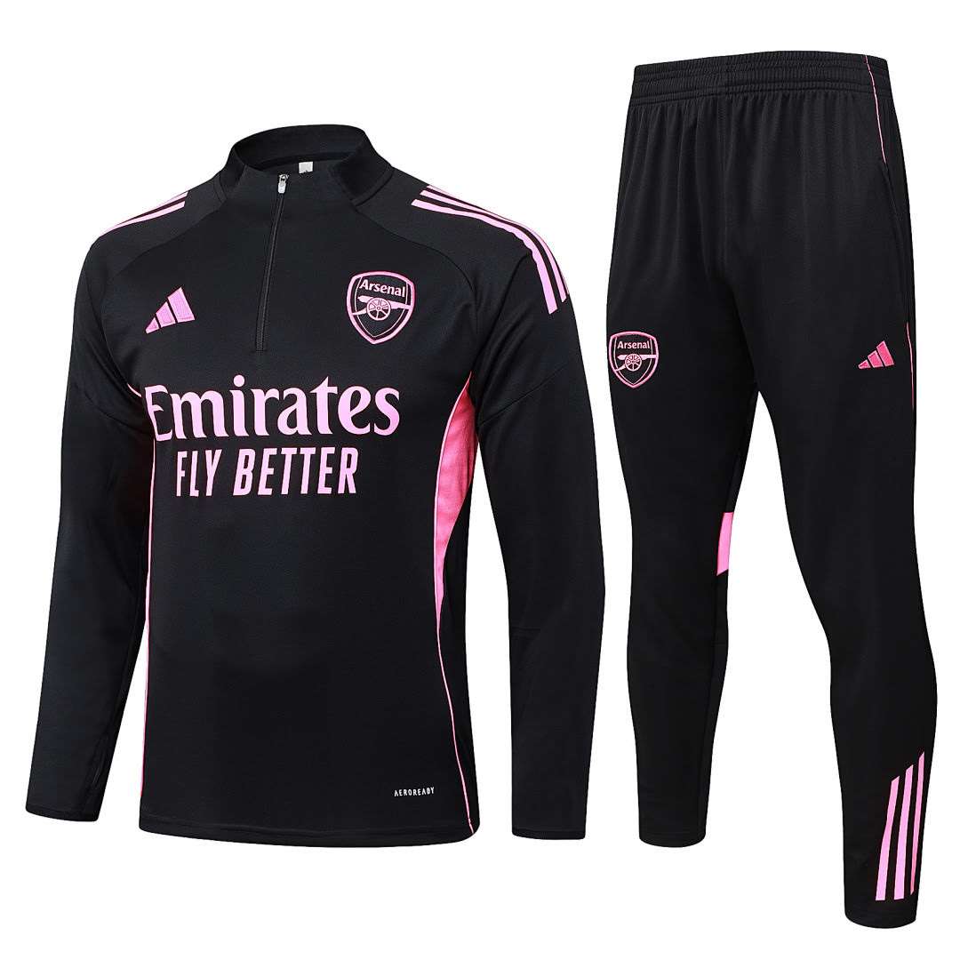 B25116# 2526 Arsenal Black and Pink Half-Zip Suit S-2XL — foto 1