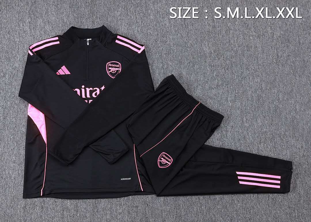 B25116# 2526 Arsenal Black and Pink Half-Zip Suit S-2XL — foto 3