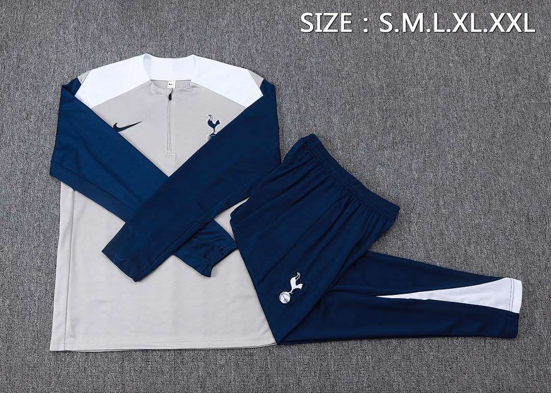 B25117# 2526 Tottenham Hotspur Light Grey Half-Zip Suit S-2XL — foto 3