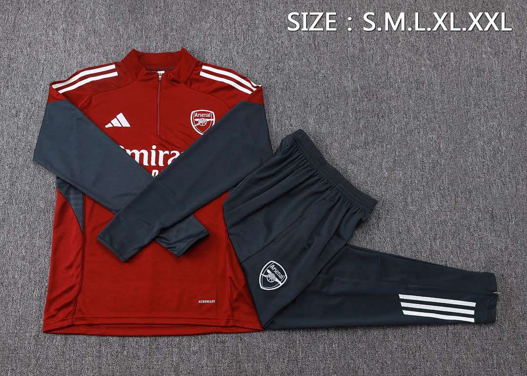 B25125# 2526 Arsenal maroon half-zip suit S-2XL — foto 3