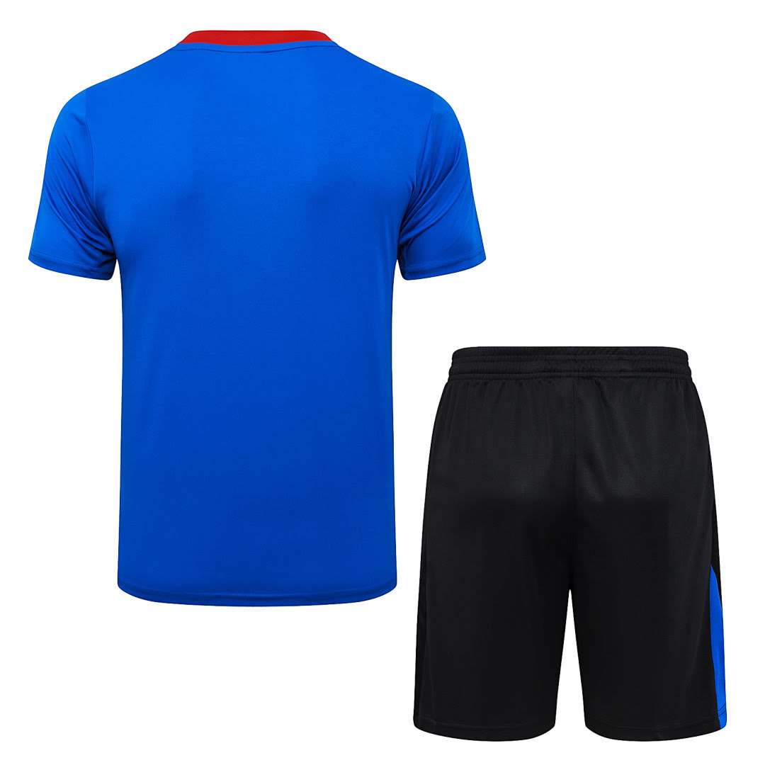 B25233# 2526 PSG Blue and Red Inkjet Short-Sleeve Suit S-2XL — foto 2
