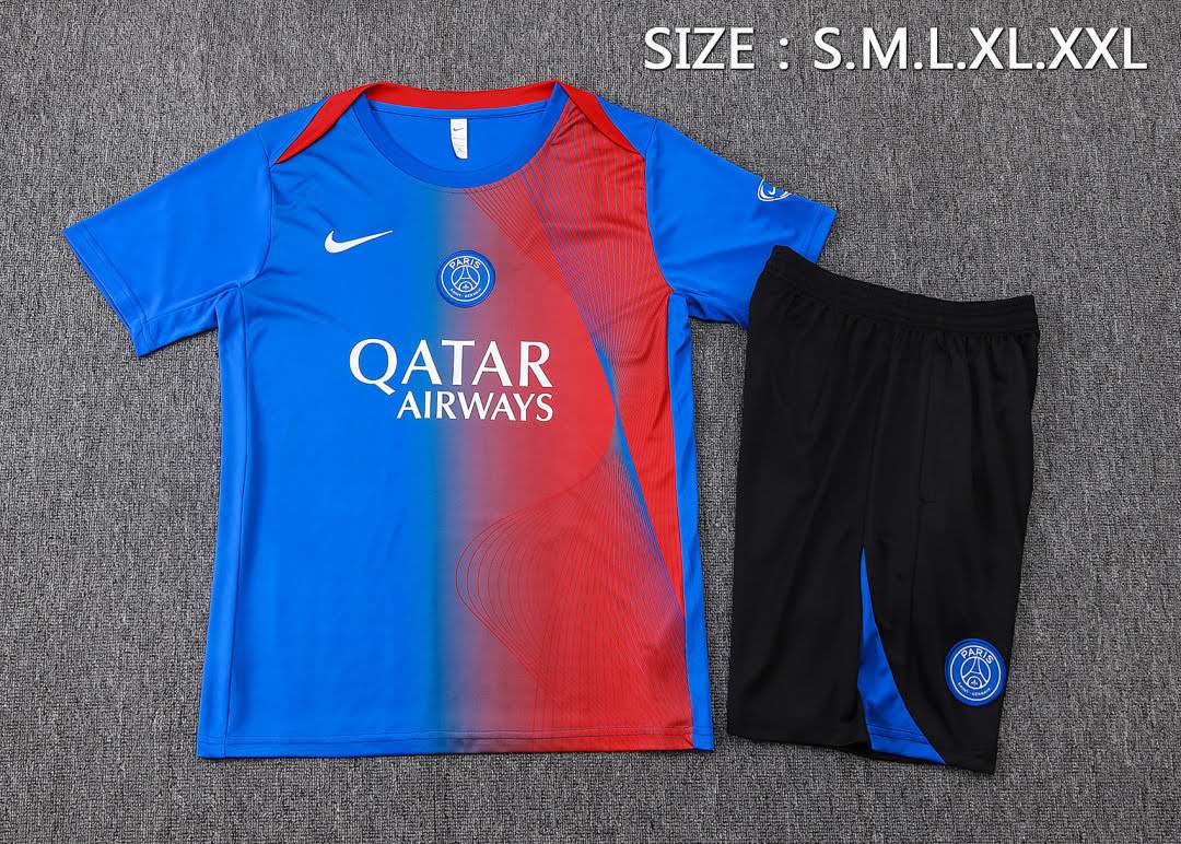 B25233# 2526 PSG Blue and Red Inkjet Short-Sleeve Suit S-2XL — foto 3