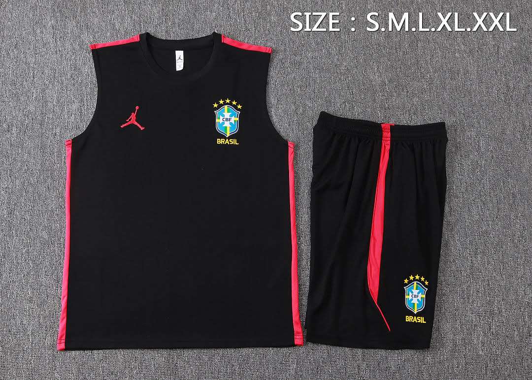 D26028# 2627 Brazilian Black (Red Stripes) Vest Set S-2XL — foto 3