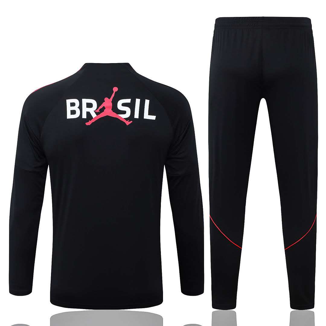 B26034# 2627 Brazilian Black (Red Trim) Half-Zipper Set S-2XL — foto 2