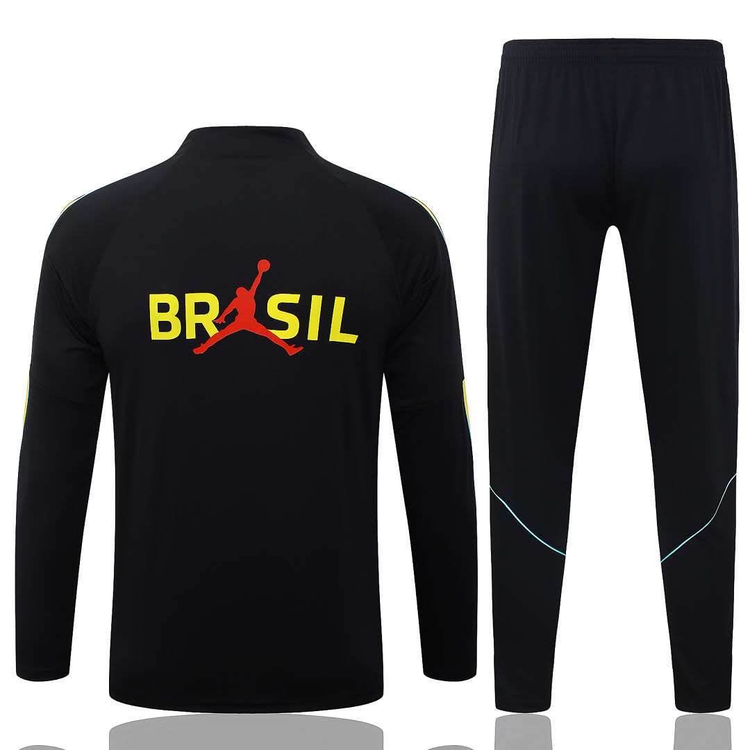 B26035# 2627 Brazilian Black (Yellow Trim) Half-Zipper Set S-2XL — foto 2