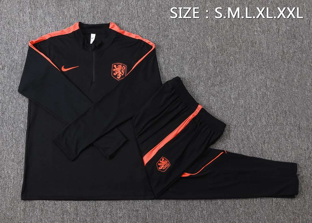 B26043# 2627 Netherlands Black Half-Zipper Suit S-2XL — foto 3