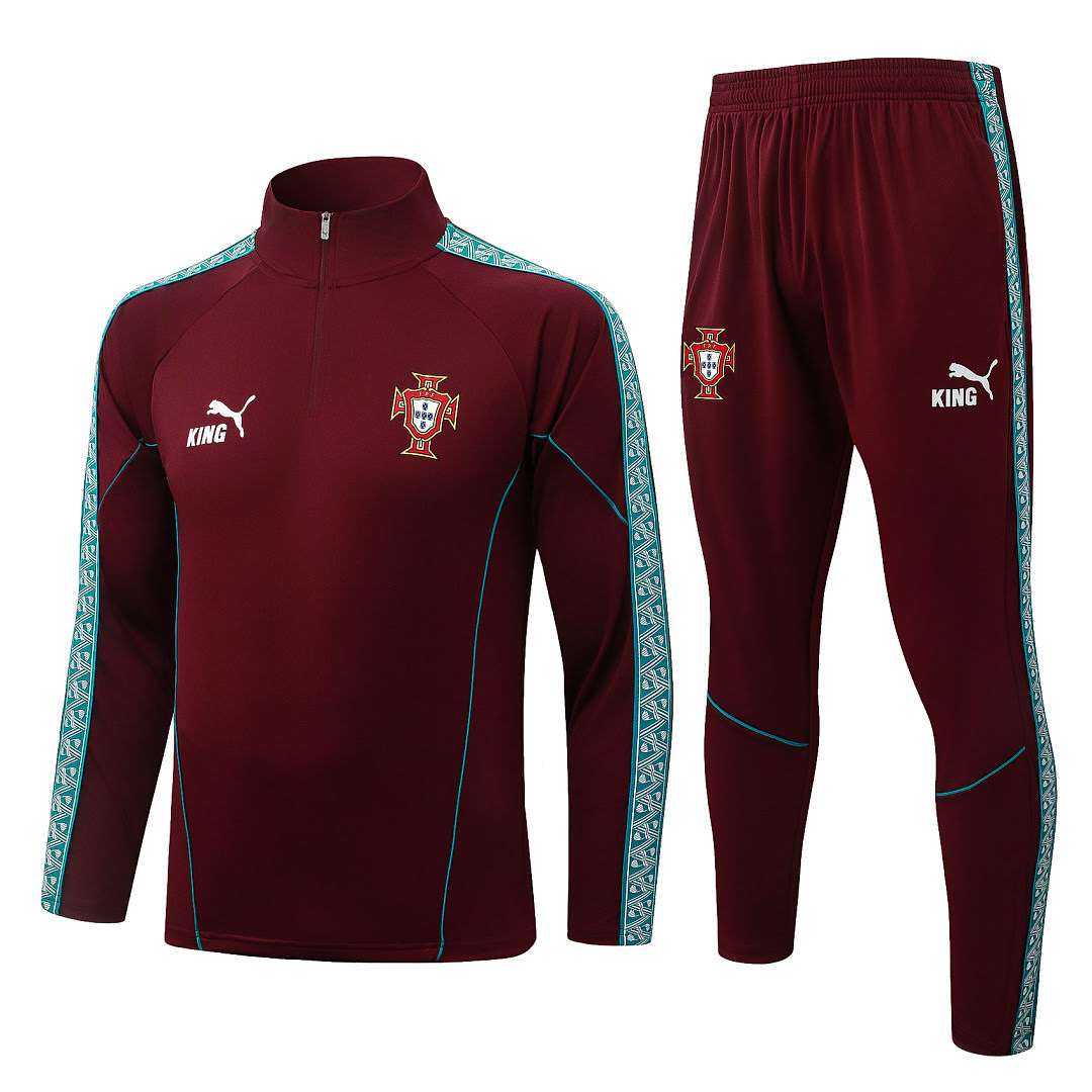 B26073# 2627 Portugal  maroon half-zip suit, sizes S-2XL — foto 1