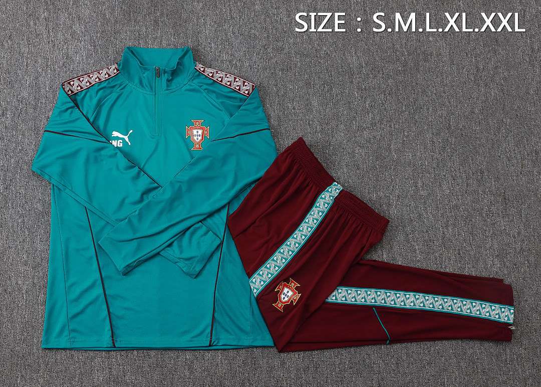B26074# 2627 Portugal Green Half-Zipper Set S-2XL — foto 3