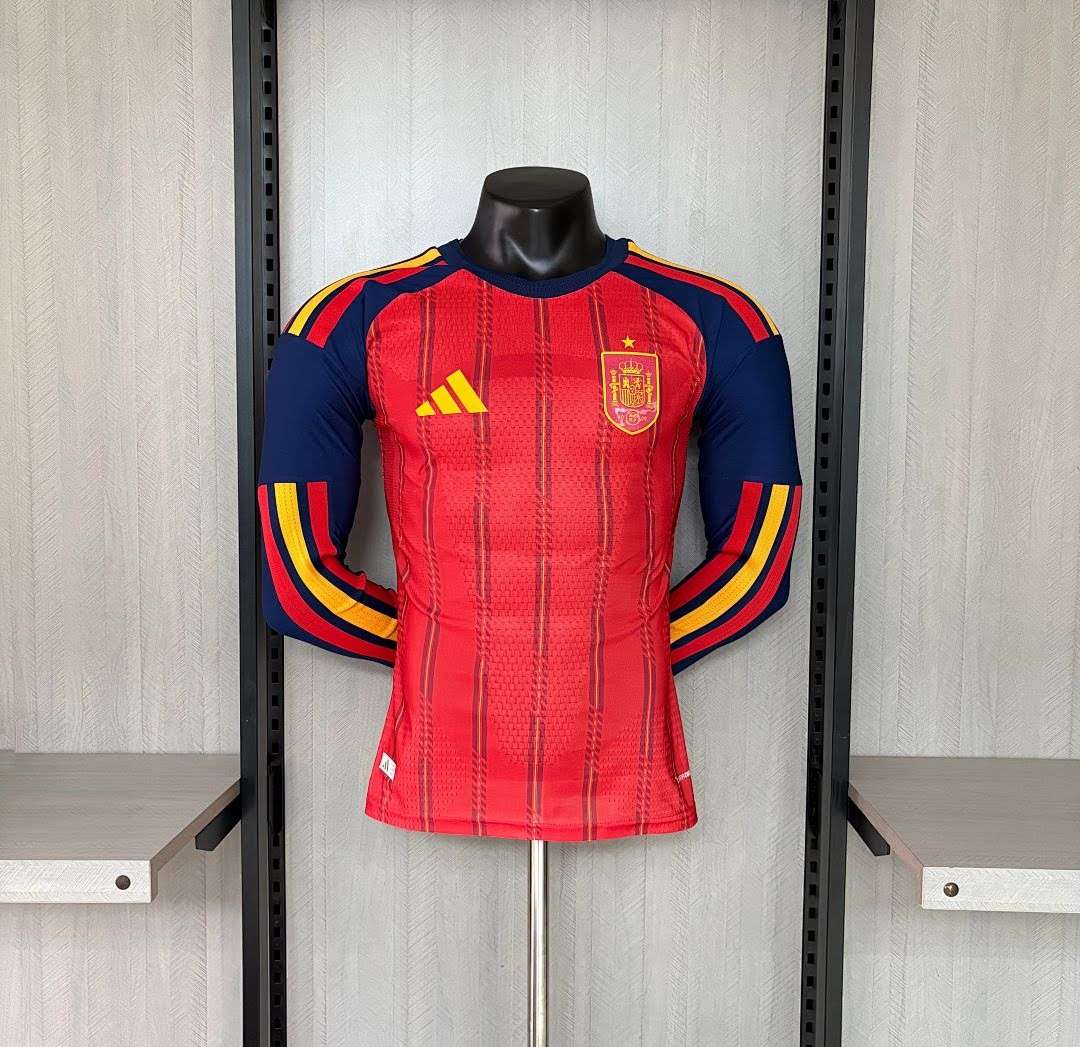 2627 Spain Home Long-Sleeve Player Jersey S-4XL — foto 1