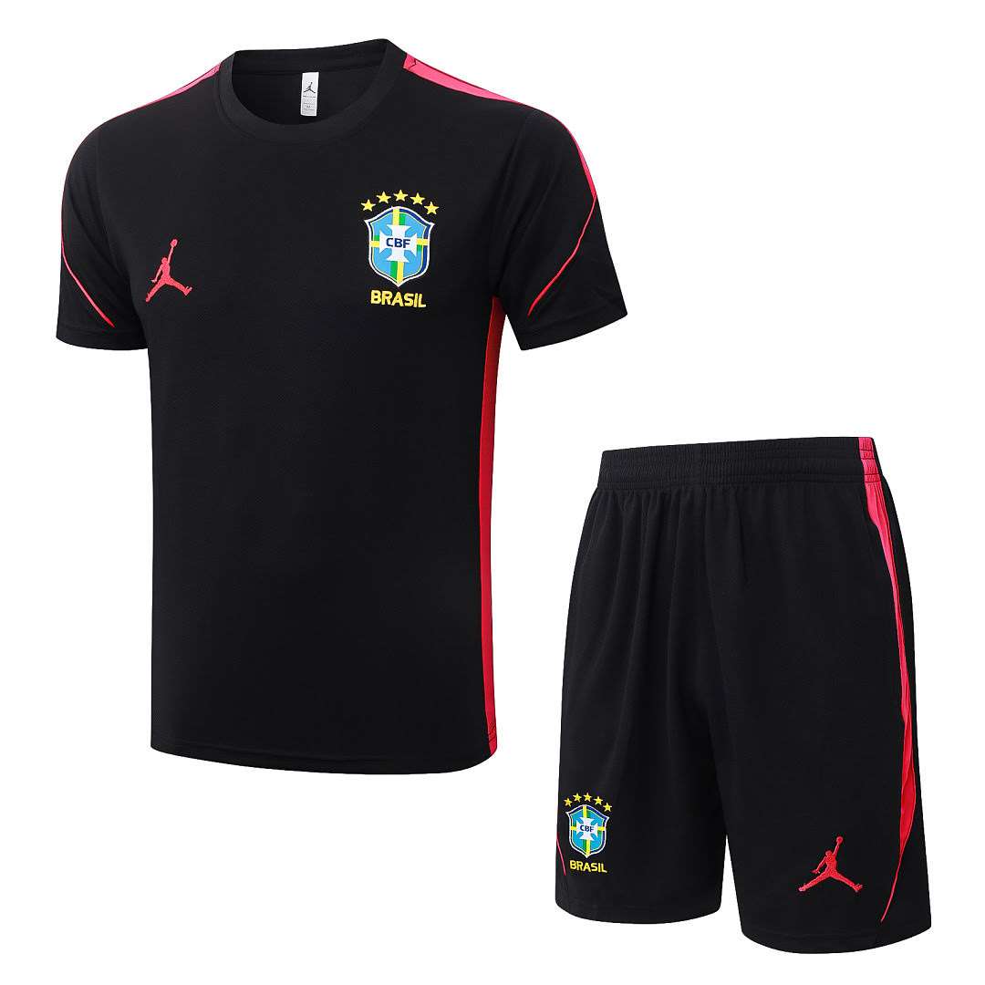 J26050# 2627 Brazil Black (Red Trim) Short-Sleeve Set S-2XL — foto 1