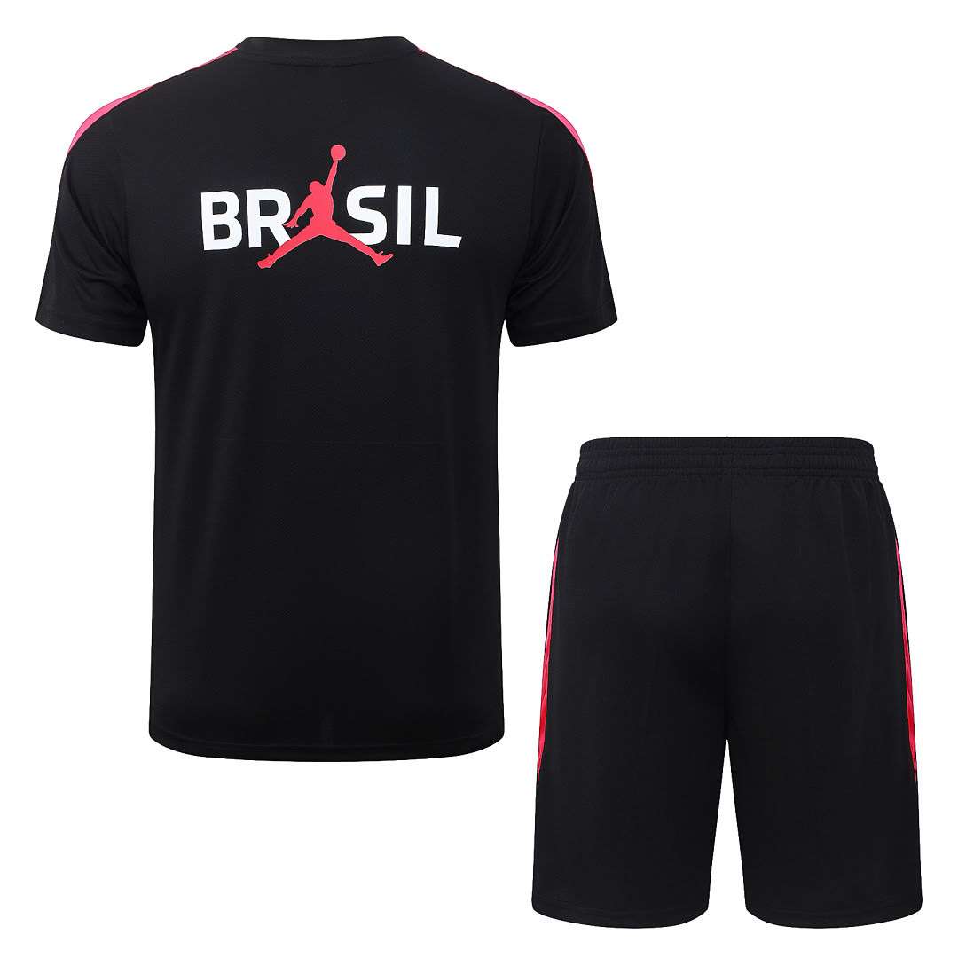 J26050# 2627 Brazil Black (Red Trim) Short-Sleeve Set S-2XL — foto 2
