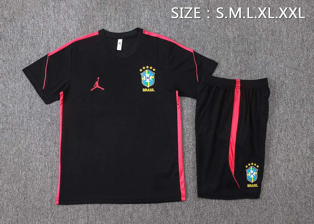 J26050# 2627 Brazil Black (Red Trim) Short-Sleeve Set S-2XL — foto 3