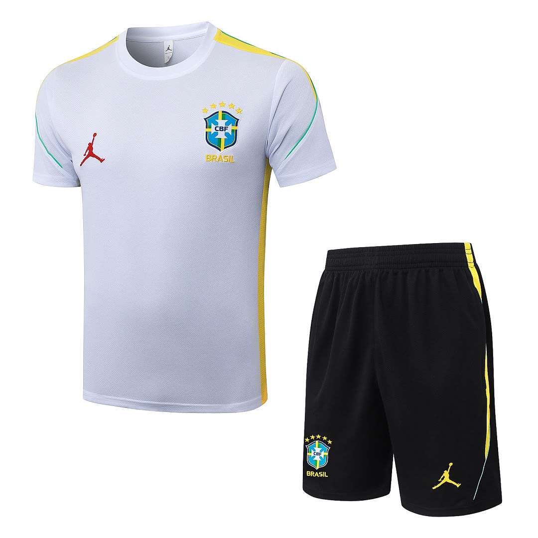 J26060# 2627 Brazilian White (Yellow Trim) Short-Sleeve Suit S-2XL — foto 1