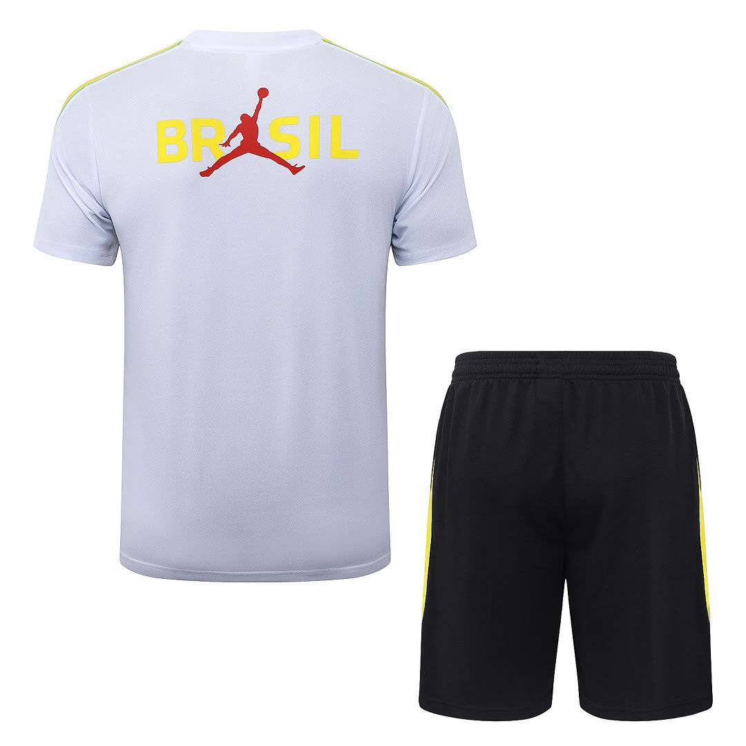 J26060# 2627 Brazilian White (Yellow Trim) Short-Sleeve Suit S-2XL — foto 2