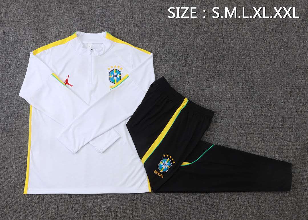 B26078# 2627 Brazil White Half-Zipper Suit S-2XL — foto 4