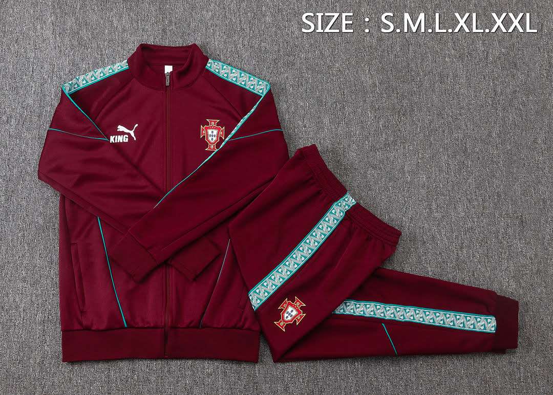 A26062# 2627 Portugal Maroon Long Zipper Suit S-2XL — foto 3