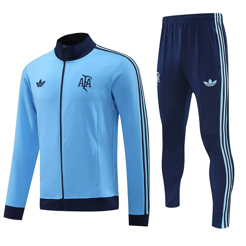 A837# 2425 Argentina  long zipper blue kit S-XXL