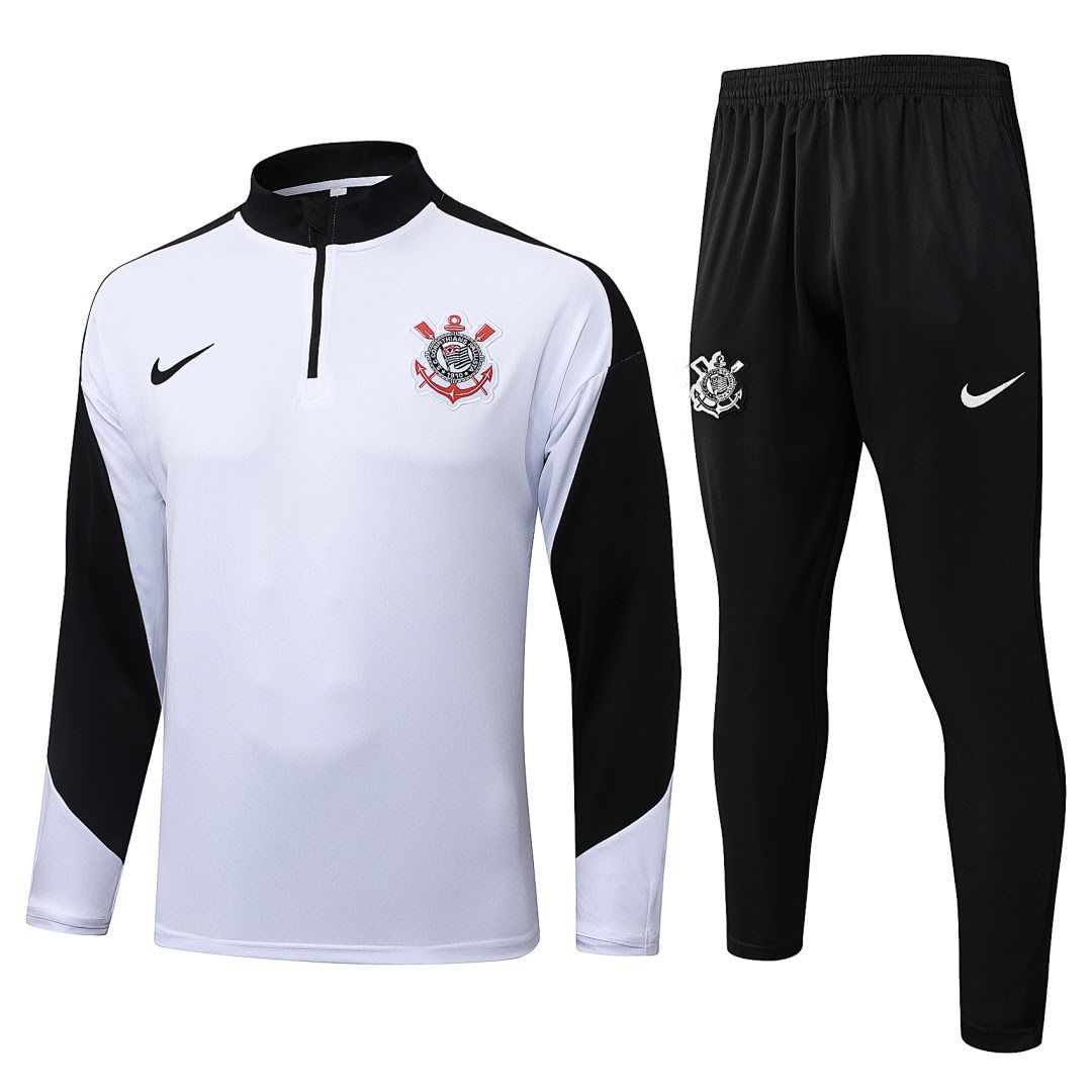 B2567# 2526 Corinthians White Half-Zip Suit S-2XL