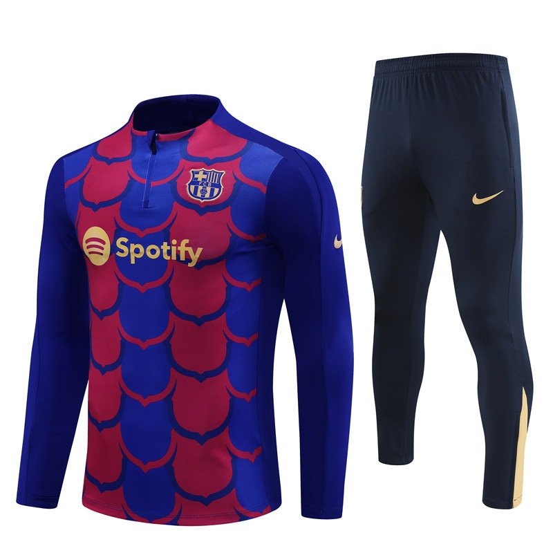 2425 Barcelona short zipper half zipper player blue and red kit S-XXL