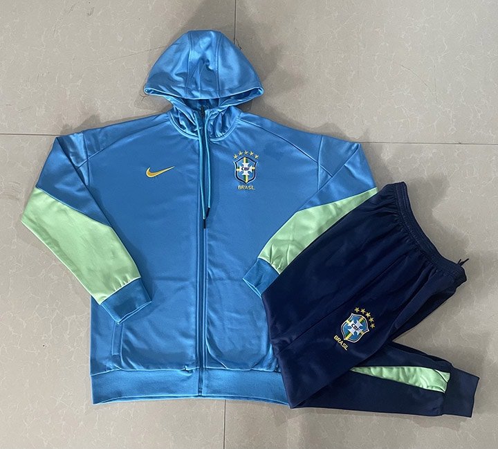 2425 Brazil green training suit long zipper blue Size S-XXL