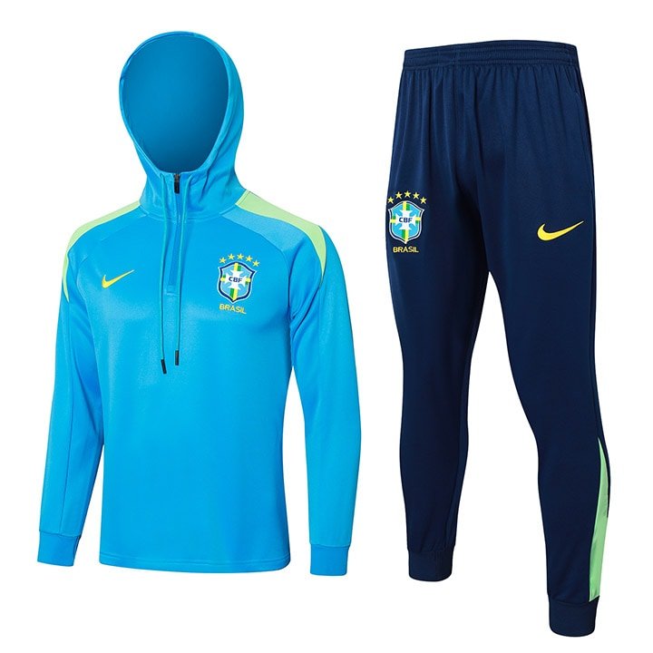 F567# 2425 Brazil half zipper blue with cap S-2XL