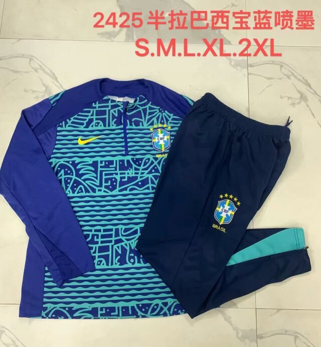 2425 Brazil black blue training suit kit S-XXL