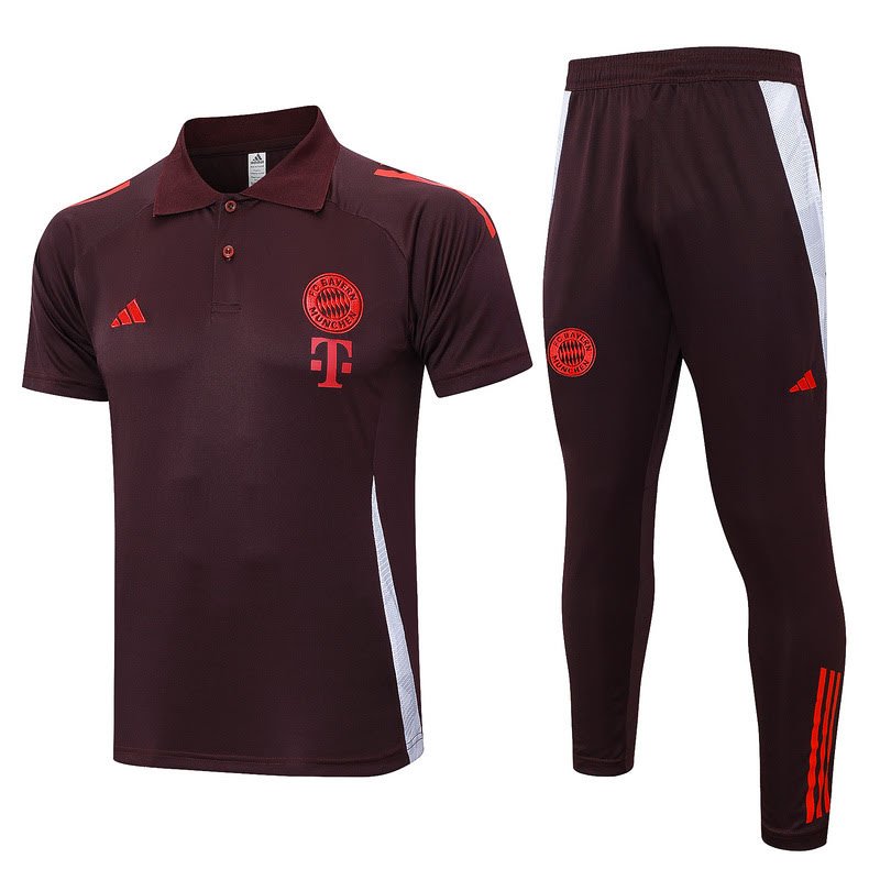C1119# 2425 Polo Bayern Red Brown kit S-XXL