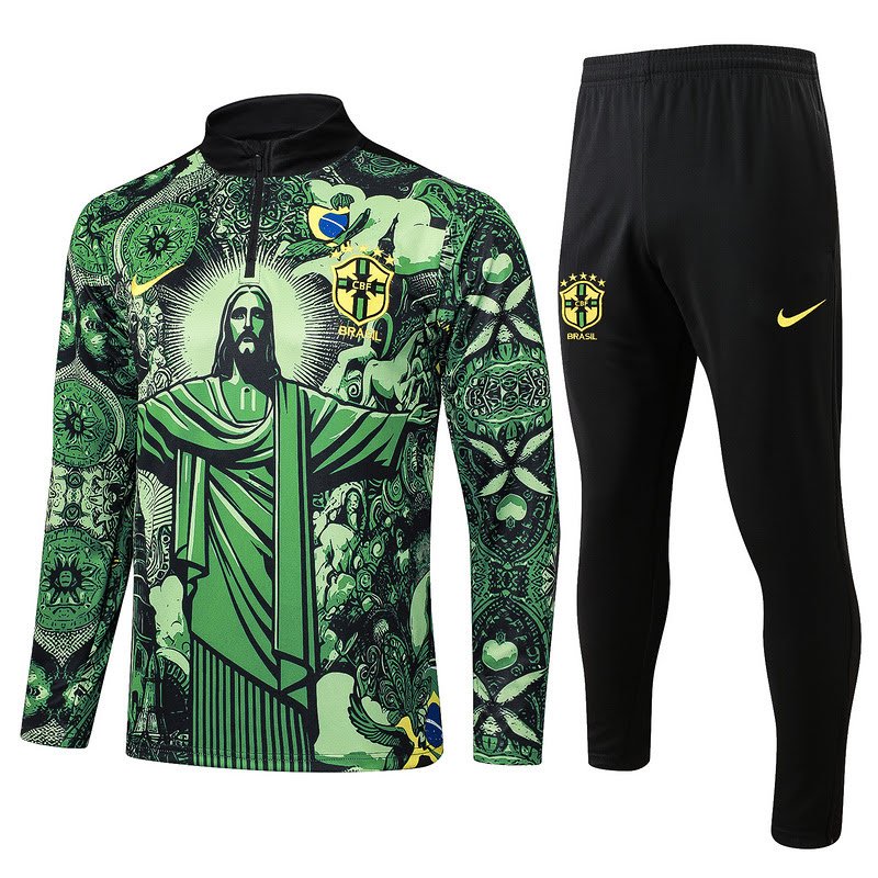 B981 2425 player half zipper Brazil green S-2XL
