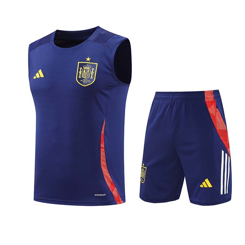 2425 Spain light deep blue VEST training suit S-XXL