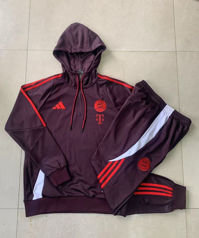 F616 2425 Bayern half zipper Red Brown with cap kit S-XXL
