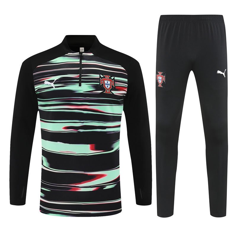 2526 Portugal green black half zipper kit S-XXL