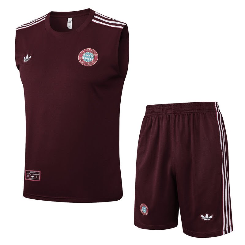 D2526 2425 Bayern training suit vest deep red retro S-XXL