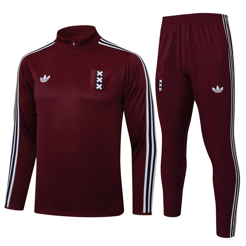 B2540 2526 Ajax half zipper deep red training suit Size S-XXL
